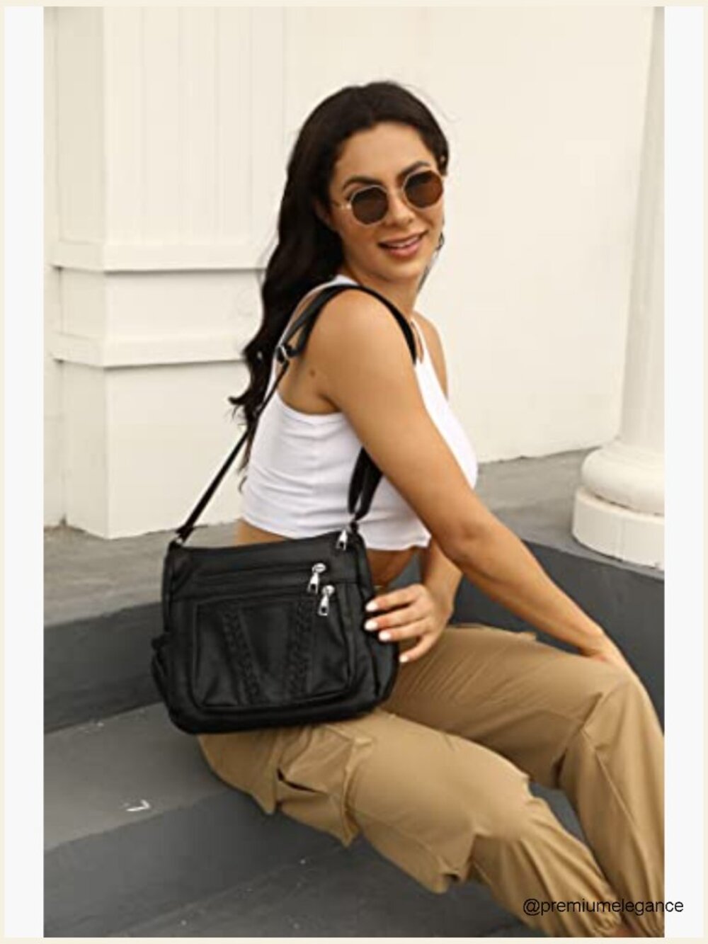 PU Leather Crossbody Bag with Multiple Pockets - Lightweight Shoulder Bag - Picture 3 of 7